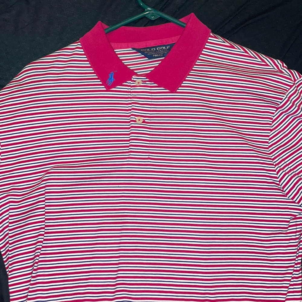 Polo golf shirt pink white